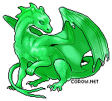 A small green dragon resting on its haunches, with wings half-unfurled. It has a calm expression.