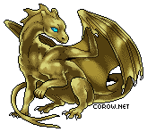 A small bronze dragon resting on its haunches, with wings half-unfurled. It has a calm expression.