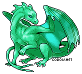 A small green dragon resting on its haunches, with wings half-unfurled. It has a calm expression.