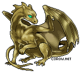 A small bronze dragon resting on its haunches, with wings half-unfurled. It has a calm expression.