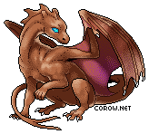 A small brown dragon resting on its haunches, with wings half-unfurled. It has a calm expression.