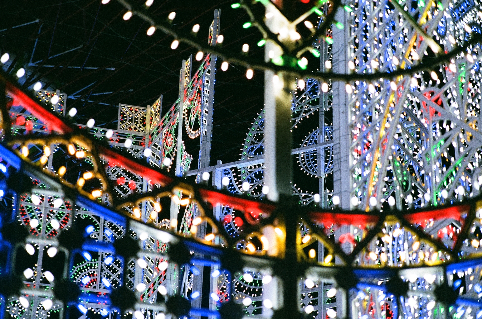 Closer photo of the large light installation showing depth in its structure