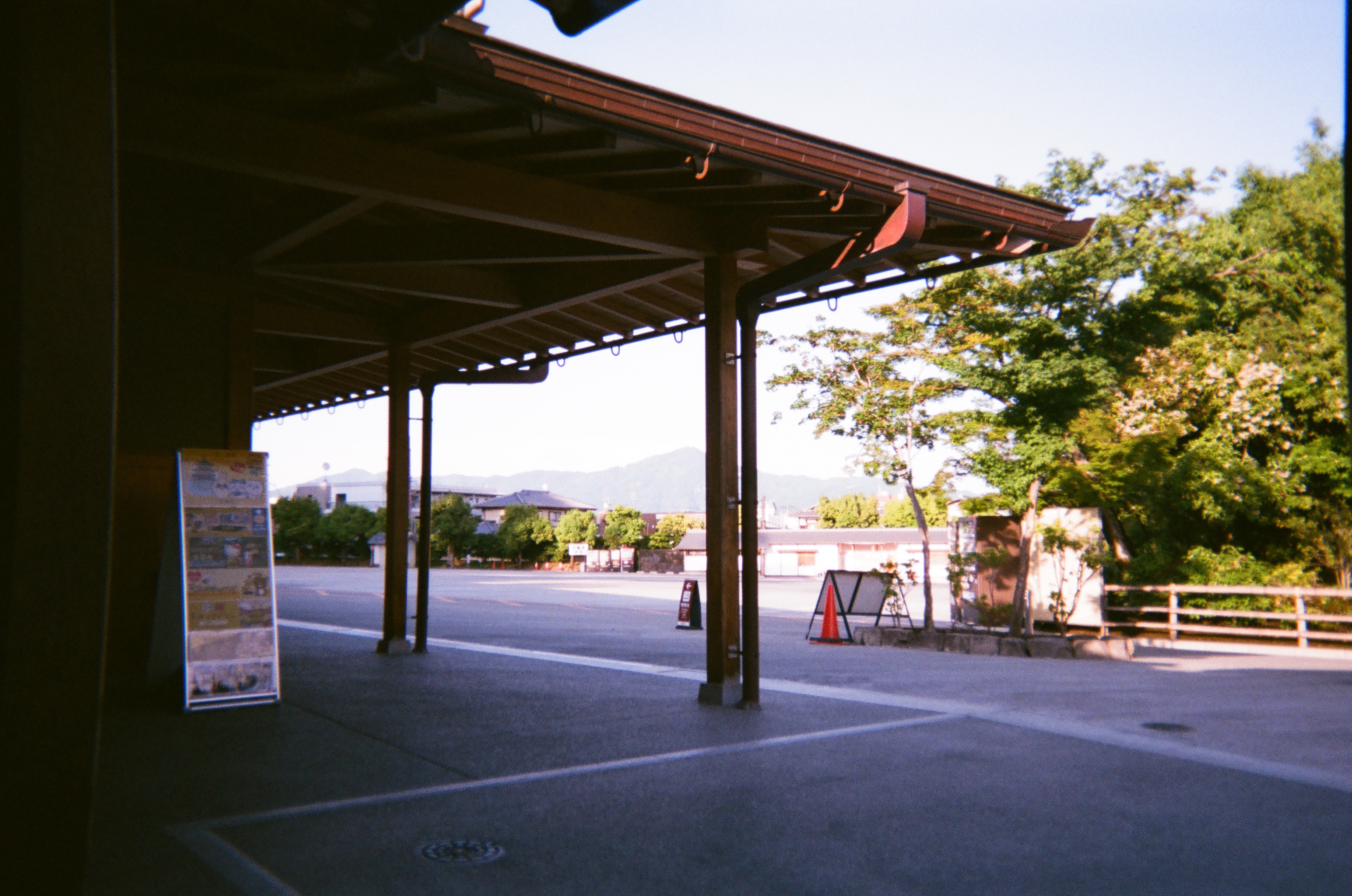 Photo of a corner of a shaded shelter, quiet with no one in sight
